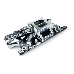 Intake Manifold, Performer RPM, Dual Plane, Aluminum, Chrome Plasma Coated, Square Bore, Ford, Small Block, Each