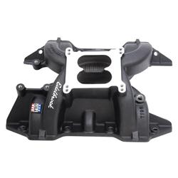 Intake Manifold, Performer RPM, Dual Plane, Aluminum, Black Powdercoated, Square Bore, Mopar, 413/426/440, Each