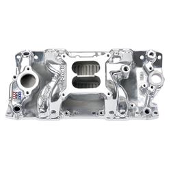 Intake Manifold, Performer RPM Air Gap, Dual Plane, Aluminum, Polished, Square Bore, Chevy, Small Block, Each