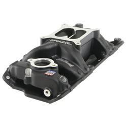 Intake Manifold, Performer RPM Air Gap, Dual Plane, Aluminum, Black, Square Bore, Chevy, Small Block, Each