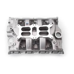 Intake Manifold, Performer RPM Air Gap, Dual Quad, Aluminum, Natural, Fits Edelbrock Carburetors, Ford, Big Block FE