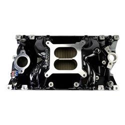 Intake Manifold, Performer RPM Air Gap, Dual Plane, Aluminum, Black Plasma Coated, Square Bore, Chevy, Vortec/E-Tec, Each