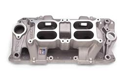 Intake Manifold, Performer RPM Air Gap, Dual Quad, Aluminum, Natural, Square Bore, Chevy, Small Block, Each