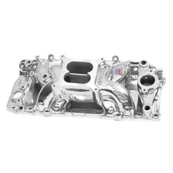 Intake Manifold, Performer RPM Air Gap, Dual Plane, Aluminum, Polished, Chevy, Big Block, Oval Port, Std. Deck