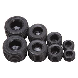 Fittings, Pipe Plugs, Steel, Black, Assortment, Hex Head, Set of 8