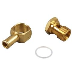 Fitting, Carburetor Inlet, 5/8 in.-20 Banjo to 3/8 in. Hose Barb, Brass, Natural, Each