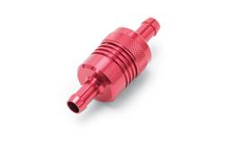 Fuel Filter, Aluminum Street, Inline, Red Anodized, Sintered Bronze Element, 3/8 in. Hose Barb Inlet/Outlet