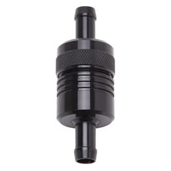 Fuel Filter, Aluminum Street, Inline, Black Anodized, Sintered Bronze Element, 3/8 in. Hose Barb Inlet/Outlet