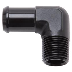 Fitting, Adapter, NPT to Hose Barb, 90 Degree, Aluminum, Black Anodized, 1/2 in. NPT, 1/2 in. Hose Barb, Each