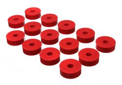 Body Mount Bushings, Polyurethane, Red, Jeep, Set of 14