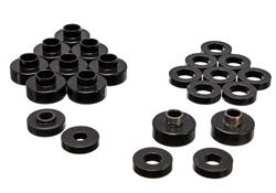 Body Mount Bushings, Polyurethane, Black, Jeep, Set of 22