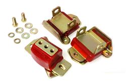 Motor Mounts, Transmission Mount, Complete Mount, Bolt-In, Steel, Polyurethane, Zinc/Red, Chevy, Passenger Cars, Kit