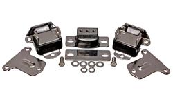 Motor Mounts, Transmission Mount, Complete Mount, Bolt-In, Steel, Polyurethane, Chrome/Black, Chevy, Passenger Cars, Kit