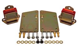 Conversion Motor Mounts, Red, Polyurethane, Gold Zinc, LS Engine to Early 3-Bolt Short and Wide Style Mount, Chevy, Set