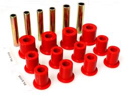 Bushings, Leaf Spring and Shackle, Polyurethane, Red, Front, Chevy, GMC, 4WD, Kit