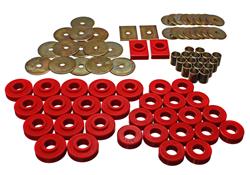 Body Mount Bushings, Polyurethane, Red, Chevy, Set of 32