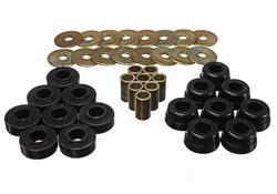 Body Mount Bushings, Polyurethane, Black, Chevy, Set of 16