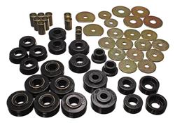 Body Mount Bushings, Polyurethane, Black, Chevy, Set of 22