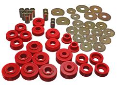 Body Mount Bushings, Polyurethane, Red, Chevy, Set of 22