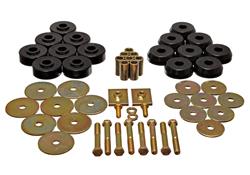 Body Mount Bushings, Polyurethane, Black, Chevy, except Convertible, Set