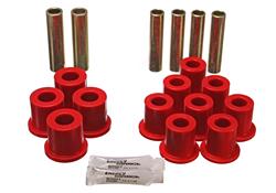 Bushings, Leaf Spring and Shackle, Polyurethane, Red, Rear, Ford, Pickup, SUV, Kit