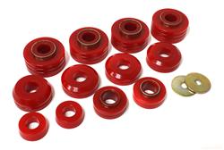Body Mount Bushings, Polyurethane, Red, Cab Mount, Ford, Pickup, Set of 12