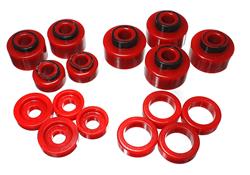 Body Mount Bushings, Polyurethane, Red, Ford, Kit