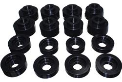 Body Bushings, Body Mount Bushings, Polyurethane, Black, Ford, Kit