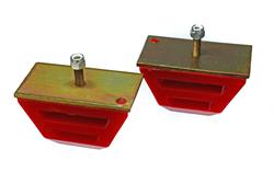 Bushings, Bump Stops, Polyurethane, Red, Wedge, 4 in. Wide, 2.5 in. Tall, Universal, Pair