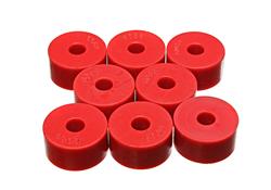 Body Bushings, Round Pads, Polyurethane, Red, 1.500 in. Diameter, Set of 8