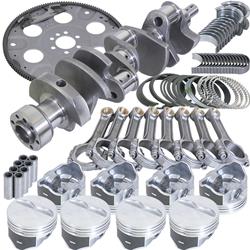 Rotating Assembly, Street, Cast Steel Crankshaft, Hypereutectic Flat Pistons, 1 pc Seal, Chevy, 385, Kit