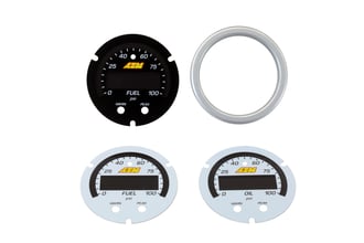 Silver Bezel and Black Fuel Pressure Faceplate - White Oil and Fuel Pressure Faceplates