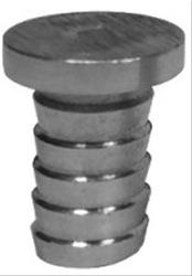 Plug Fitting, Hose Block-Off, 3/8 in. Size, Flat Head, Hose Barb, Billet Aluminum, Natural, Each