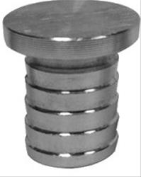 Plug Fitting, Hose Block-Off, 1/2 in. Size, Flat Head, Hose Barb, Billet Aluminum, Natural, Each