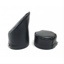 Exhaust Pipe Covers, Short Hood Stack Cover, 6 in. Diameter, 45 Degree Miter Cut, Black, Vinyl, Clamp included, Each