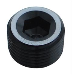 Plug Fitting, 1/8 in. NPT Size, Internal Allen Head, Male Threads, Aluminum, Black Anodized, Each