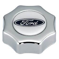 Oil Fill Cap, Screw-in, Aluminum, Chrome, Ford, Oval Logo, Each