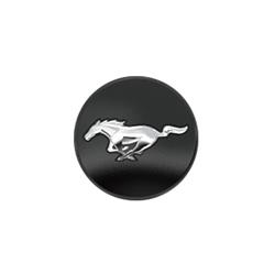 Center Cap, Plastic, Black, Snap-on, Flat Style, Mustang Logo, Ford, Each