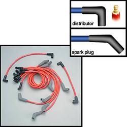 Spark Plug Wires, Spiral Wound, 9mm, Red, Male Distributor Terminals, 135 Spark Plug Boots, Ford, 429/460, Set