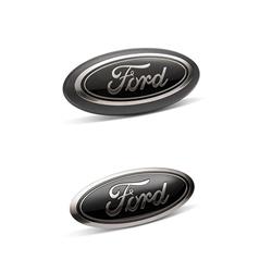 Emblems, F-150 Black Oval Ford Emblems, Grille/Tailgate Position, Plastic, Black Chrome, Ford Oval Logo, without Camera Provision, Ford, Pair