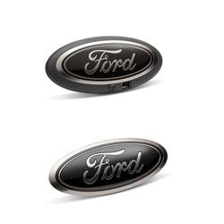 Emblems, Black Ford Oval, Front/Rear, with Camera Provision, Ford, Pair