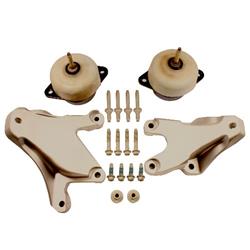 Motor Mounts, Complete Mount, Bolt-In, Aluminum, Natural, White Rubber Bushings, Ford, 5.0L Coyote, Kit