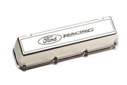 Valve Covers, Tall, Cast Aluminum, Polished, Ford Racing Logo, Ford, Big Block, Pair