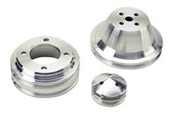 Pulley Set, V-Belt, Aluminum, Polished, Ford, Small Block, Cleveland, Set of 3