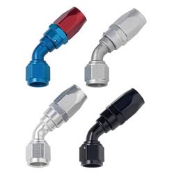 Fitting, Hose End, Reusable, 45 Degree, -8 AN Hose to Female -8 AN, Aluminum, Clear Anodized, Each