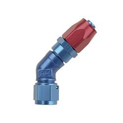 Fitting, Hose End, Reusable, 45 Degree, -16 AN Hose to Female -16 AN, Aluminum, Red/Blue Anodized, Each