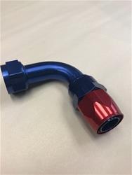 Fitting, Hose End, Reusable Swivel, 90 Degree, -20 AN Hose to -20 AN Female, Aluminum, Red/Blue Anodized, Each