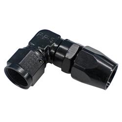 Hose End Fitting, Series 3000 Low-Profile, 90 degree, Reusable Swivel, -10 AN, Aluminum, Black Anodized, Each