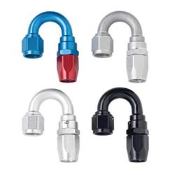 Fitting, Hose End, Reusable, 180 Degree, -8 AN Hose to Female -8 AN, Aluminum, Red/Blue Anodized, Each