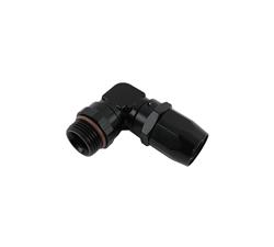 Fitting, Hose End, 90 Degree, -12 AN Hose to Male -12 AN O-ring, Aluminum, Black, Each
